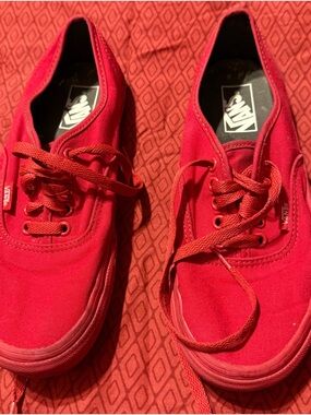 Vans Red Canvas Slip-On Sneakers